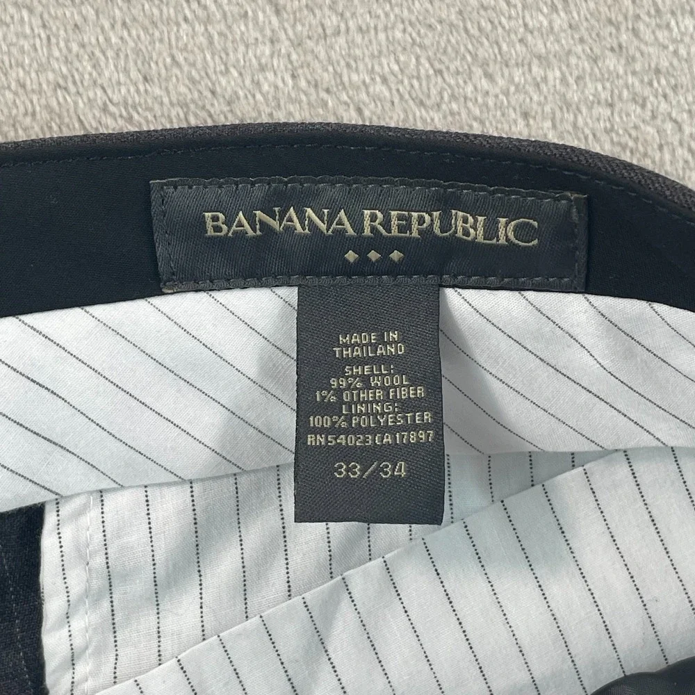 Vintage‎ Banana Republic Pants Men 33x27 Grey Pinstripe Wool Straight Leg Preppy